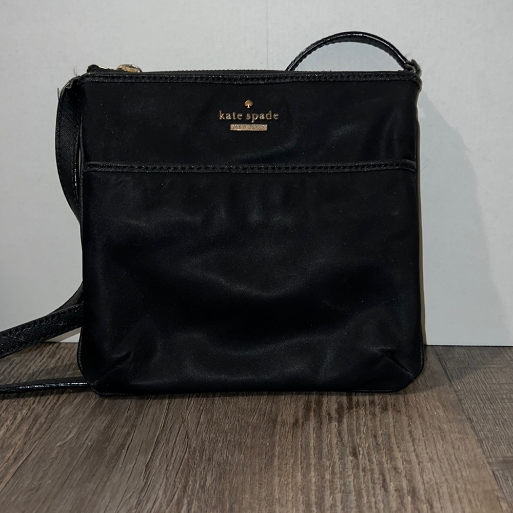 Kate Spade black vinyl crossbody purse